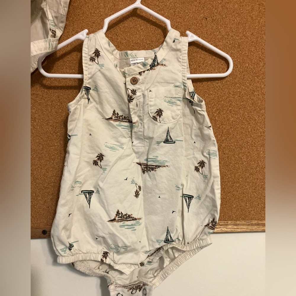 Carters bubble romper with matching sun hat